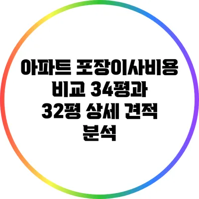 아파트 포장이사비용 비교: 34평과 32평 상세 견적 분석