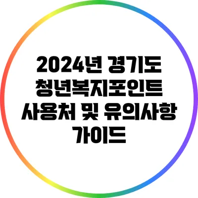 2024년 경기도 청년복지포인트 사용처 및 유의사항 가이드