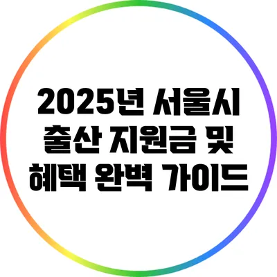 2025년 서울시 출산 지원금 및 혜택 완벽 가이드