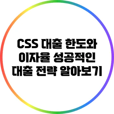 CSS 대출 한도와 이자율: 성공적인 대출 전략 알아보기