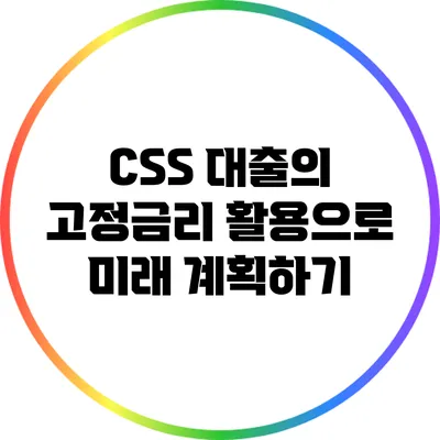 CSS 대출의 고정금리 활용으로 미래 계획하기