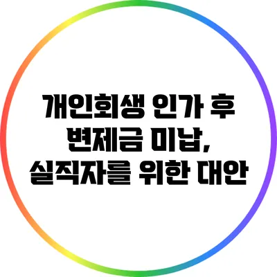 개인회생 인가 후 변제금 미납, 실직자를 위한 대안