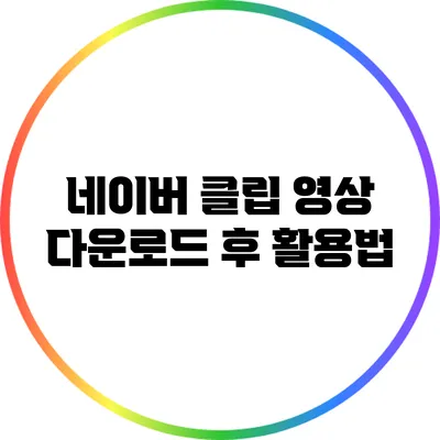 네이버 클립 영상 다운로드 후 활용법