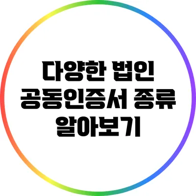 다양한 법인 공동인증서 종류 알아보기