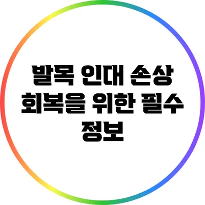 발목 인대 손상 회복을 위한 필수 정보