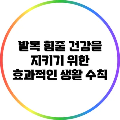 발목 힘줄 건강을 지키기 위한 효과적인 생활 수칙