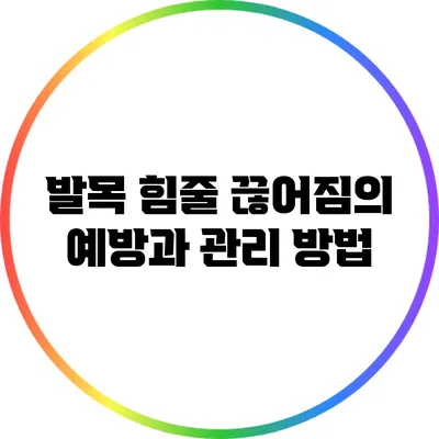 발목 힘줄 끊어짐의 예방과 관리 방법