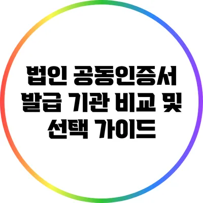 법인 공동인증서 발급 기관 비교 및 선택 가이드