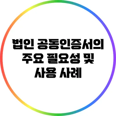 법인 공동인증서의 주요 필요성 및 사용 사례