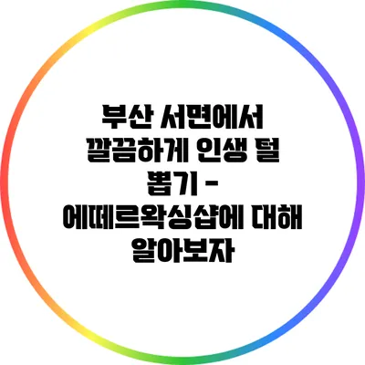 부산 서면에서 깔끔하게 인생 털 뽑기 - 에떼르왁싱샵에 대해 알아보자