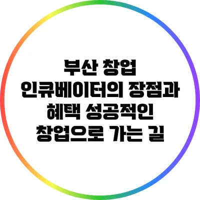 부산 창업 인큐베이터의 장점과 혜택: 성공적인 창업으로 가는 길