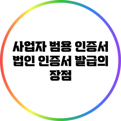 사업자 범용 인증서: 법인 인증서 발급의 장점
