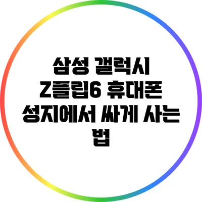 삼성 갤럭시 Z플립6 휴대폰 성지에서 싸게 사는 법