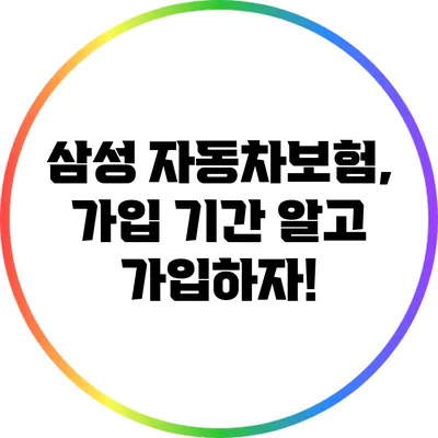 삼성 자동차보험, 가입 기간 알고 가입하자!
