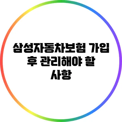 삼성자동차보험 가입 후 관리해야 할 사항