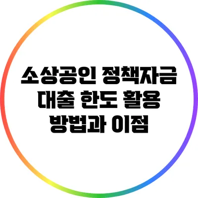 소상공인 정책자금 대출 한도 활용 방법과 이점