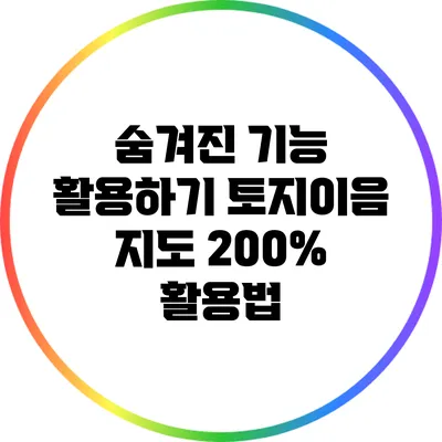 숨겨진 기능 활용하기: 토지이음 지도 200% 활용법