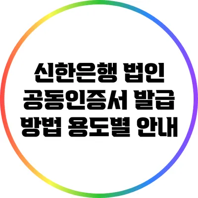 신한은행 법인 공동인증서 발급 방법: 용도별 안내
