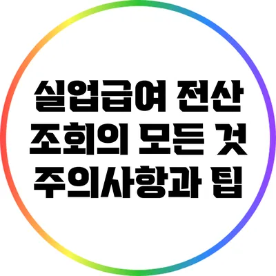 실업급여 전산 조회의 모든 것: 주의사항과 팁