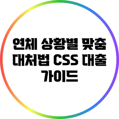 연체 상황별 맞춤 대처법: CSS 대출 가이드