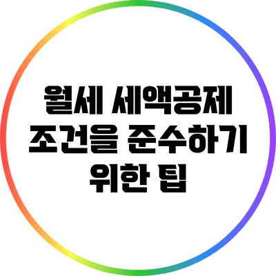 월세 세액공제 조건을 준수하기 위한 팁