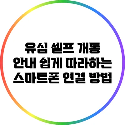 유심 셀프 개통 안내: 쉽게 따라하는 스마트폰 연결 방법