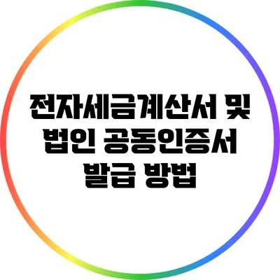전자세금계산서 및 법인 공동인증서: 발급 방법