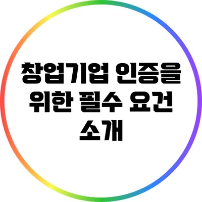창업기업 인증을 위한 필수 요건 소개