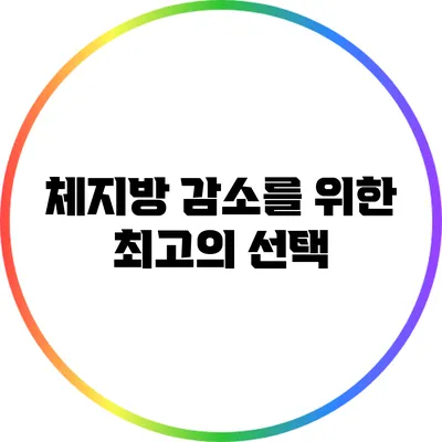 체지방 감소를 위한 최고의 선택