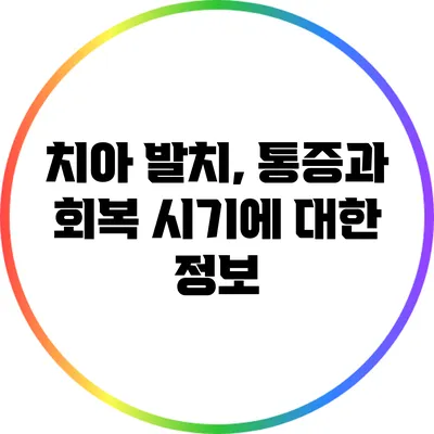 치아 발치, 통증과 회복 시기에 대한 정보