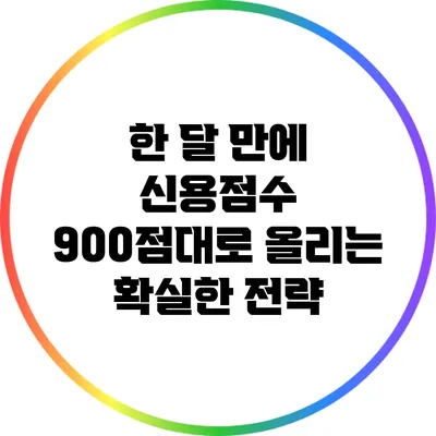 한 달 만에 신용점수 900점대로 올리는 확실한 전략