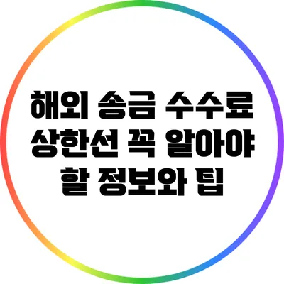 해외 송금 수수료 상한선: 꼭 알아야 할 정보와 팁