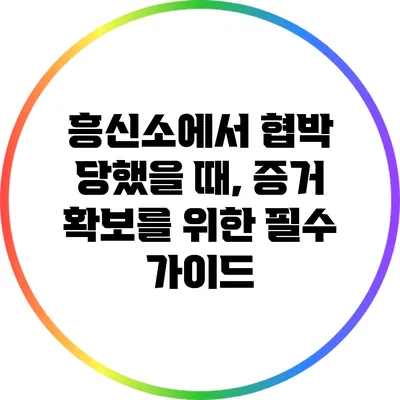 흥신소에서 협박 당했을 때, 증거 확보를 위한 필수 가이드