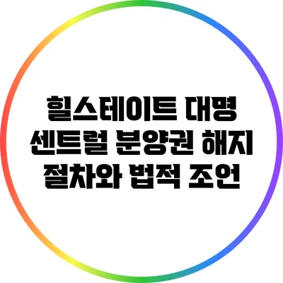 힐스테이트 대명 센트럴 분양권 해지 절차와 법적 조언