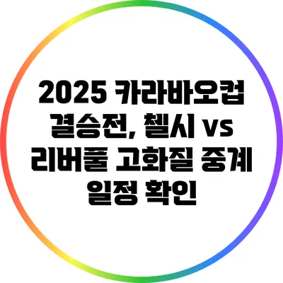 2025 카라바오컵 결승전, 첼시 vs 리버풀 고화질 중계 일정 확인
