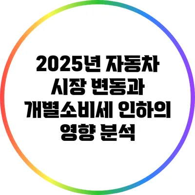 2025년 자동차 시장 변동과 개별소비세 인하의 영향 분석