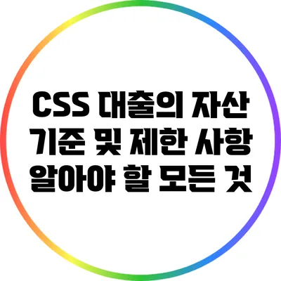 CSS 대출의 자산 기준 및 제한 사항: 알아야 할 모든 것