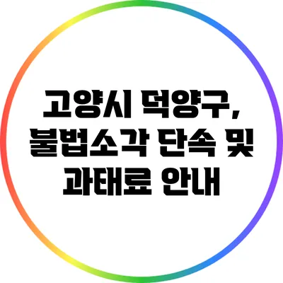 고양시 덕양구, 불법소각 단속 및 과태료 안내