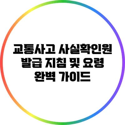 교통사고 사실확인원 발급 지침 및 요령 완벽 가이드