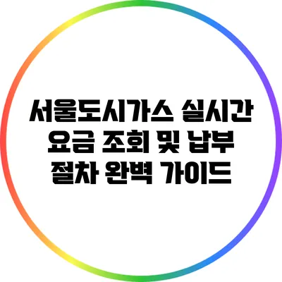 서울도시가스 실시간 요금 조회 및 납부 절차 완벽 가이드