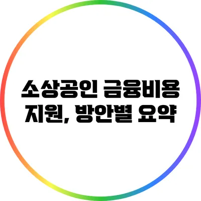 소상공인 금융비용 지원, 방안별 요약
