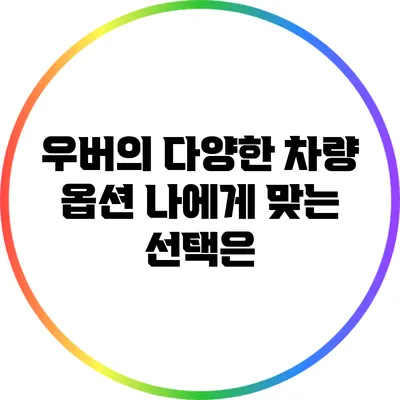 우버의 다양한 차량 옵션: 나에게 맞는 선택은?