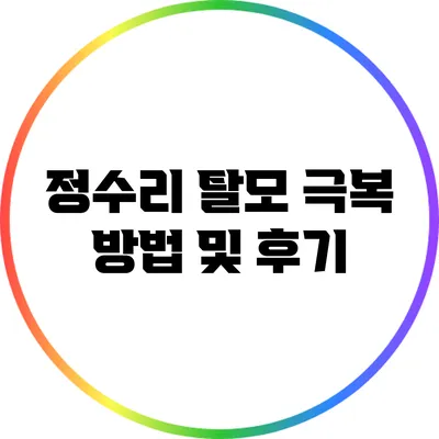 정수리 탈모 극복 방법 및 후기