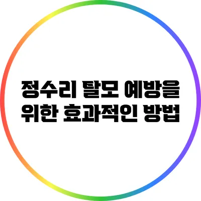 정수리 탈모 예방을 위한 효과적인 방법
