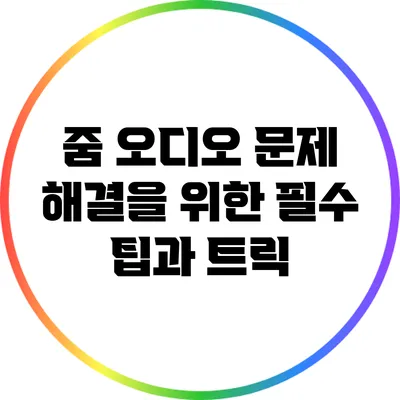줌 오디오 문제 해결을 위한 필수 팁과 트릭