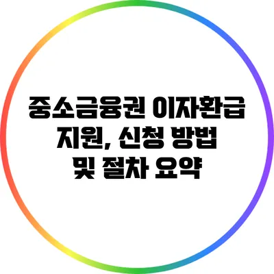 중소금융권 이자환급 지원, 신청 방법 및 절차 요약