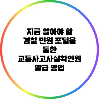 지금 알아야 할 경찰 민원 포털을 통한 교통사고사실확인원 발급 방법