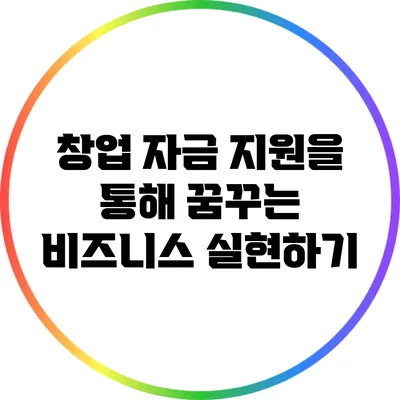 창업 자금 지원을 통해 꿈꾸는 비즈니스 실현하기