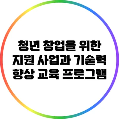 청년 창업을 위한 지원 사업과 기술력 향상 교육 프로그램