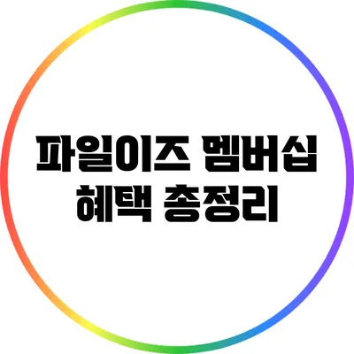 파일이즈 멤버십 혜택 총정리